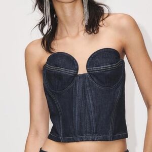 Zara Dark Blue Denim Crop Top